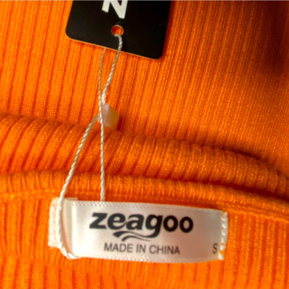 ZEAGOO Twist Front Bodycon Sweater Long Sleeve Deep V-Neck  Mini Dress Sz Small - Picture 4 of 4